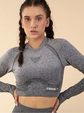 Gymshark Grey Seamless Long Sleeve Crop Top used once.